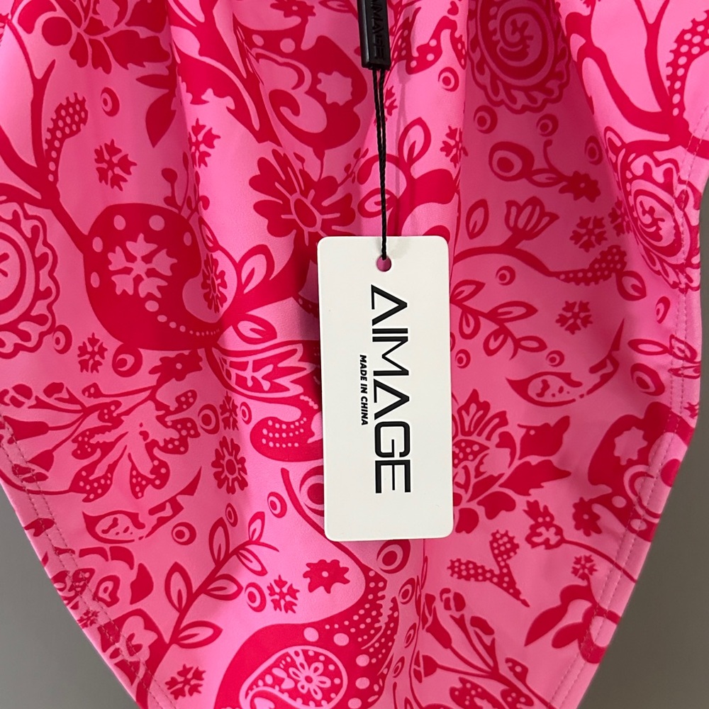 NWT Women’s Pink Floral One Piece Swimsuit – Feminine Print Bathing Suit - Picture 4 of 6